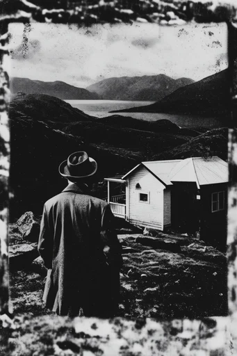 Gritty Noir Photocollage style reference image — high-contrast black and white