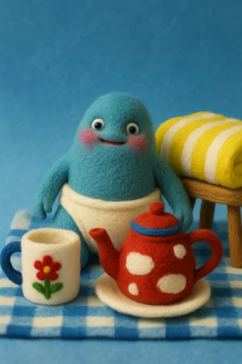 Tactile Whimsical Stop-Motion style reference image — felt and claymation textures