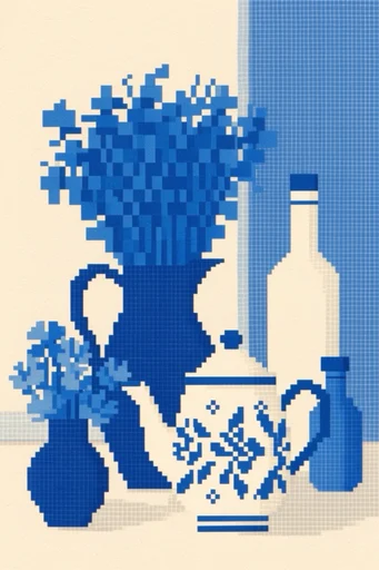 Cobalt Pixel Op-Art style reference image — op-art geometric grid