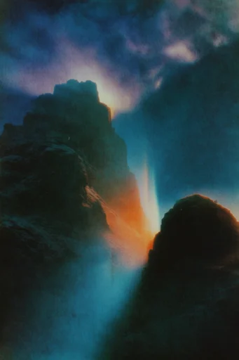 Nocturnal Cinematic Luminescence style reference image — analog film grain