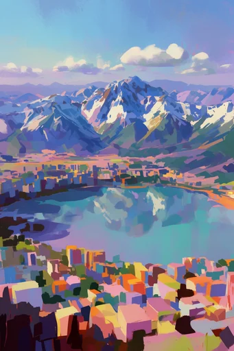 Vibrant Urban Impressionism style reference image — stylized cityscape