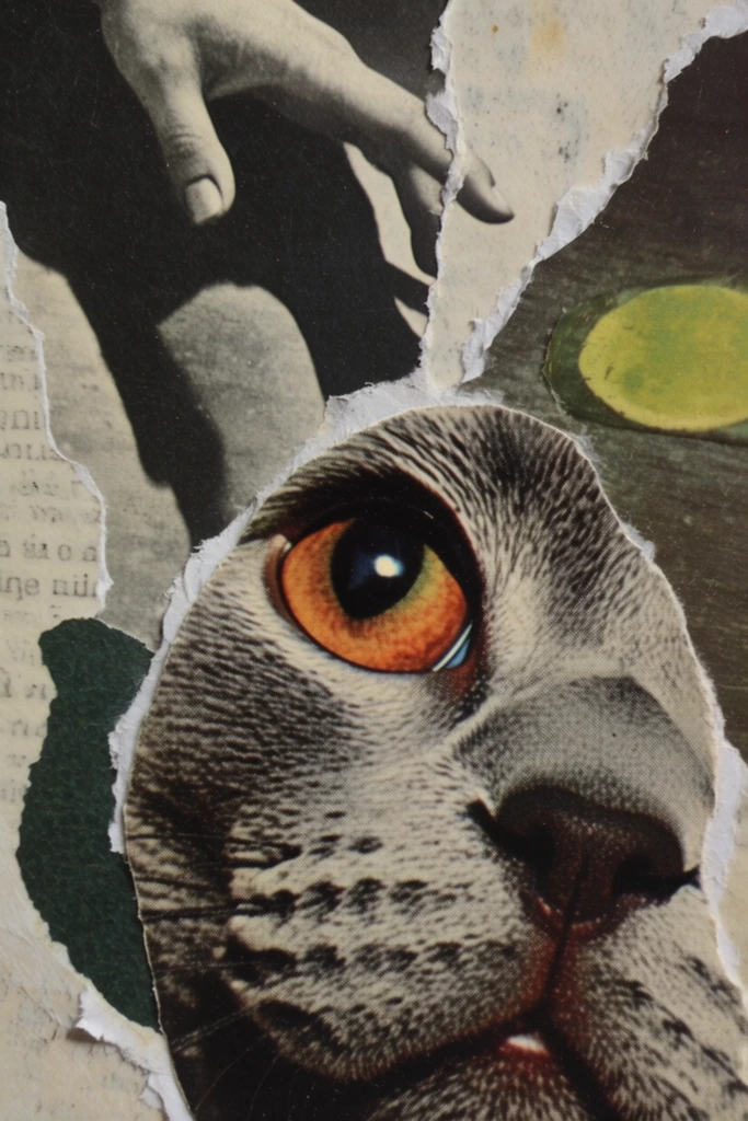 Analog Surrealist Collage style AI image example 3