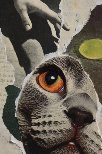 Analog Surrealist Collage style reference image — vintage halftone texture