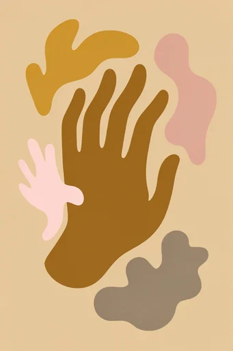 Retro Folk Risograph style reference image — mid-century modern folk art
