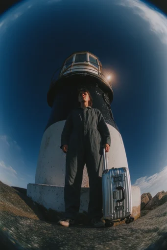 Distorted Skyward Futurism style reference image — forced perspective