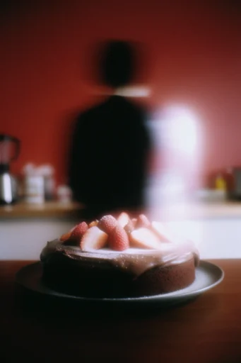 Ethereal Crimson Noir style reference image — motion blur light leak