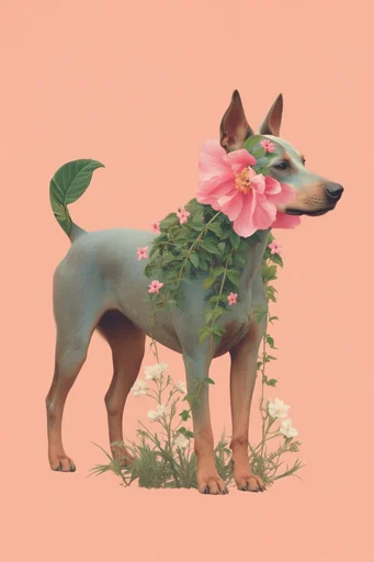 Surreal Botanical Archive style reference image — minimalist graphic composition