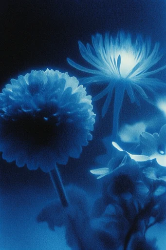 Luminous Indigo Nocturne style reference image — cyanotype texture