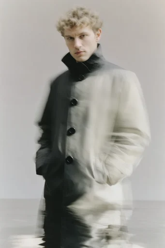 Kinetic Spectral Minimalism style reference image — avant-garde fashion aesthetic