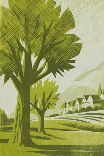 Graphic Acid Printmaking style reference image — acid green and black