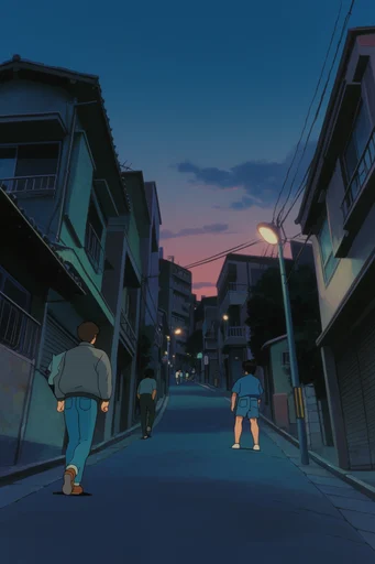 Nostalgic Twilight Anime style reference image — 1990s anime aesthetic