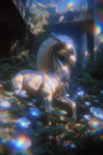 Luminous Prismatic Dreamscape style reference image — iridescent glass caustics