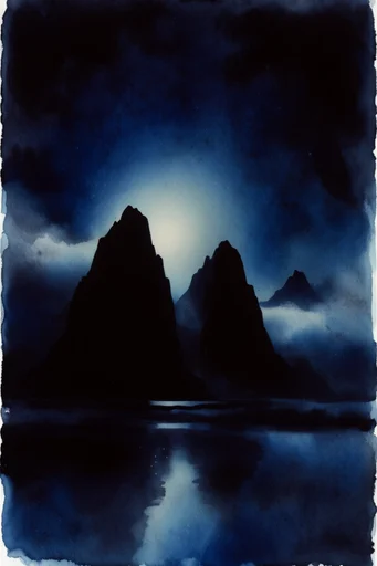 Nocturnal Silhouette Noir style reference image — backlit silhouette