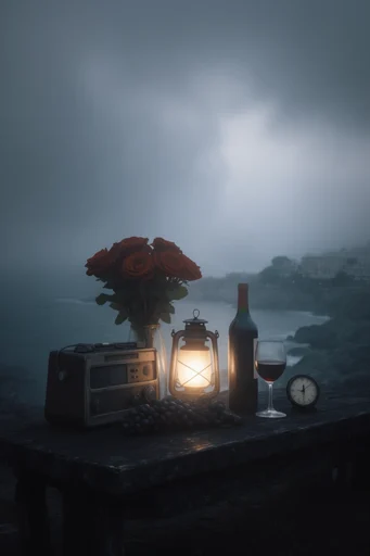 Luminous Melancholic Twilight style reference image — warm amber light contrast
