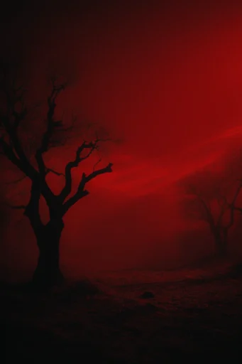 Monochromatic Crimson Noir style reference image — high-contrast silhouette