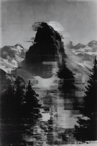 Monochrome Analog Glitch style reference image — monochrome glitch art