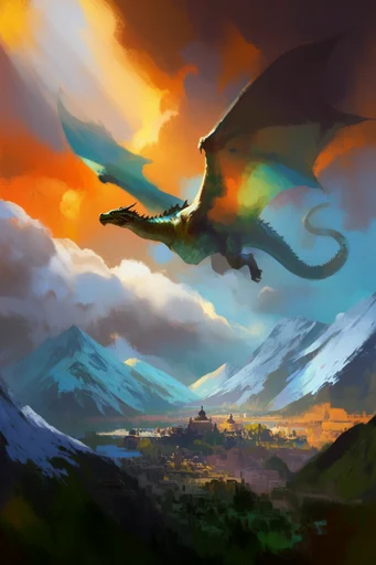 Vibrant Painterly Horizons style reference image — golden hour lighting