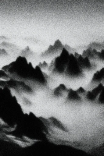 Ethereal Grain Noir style reference image — heavy film grain