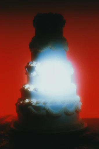 Crimson Thermal Noir style reference image — retro-futuristic haze