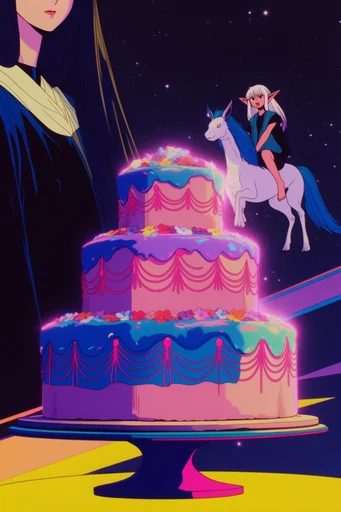 Neon Cosmic Retro-Futurism style reference image — synthwave color palette