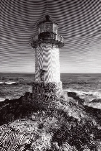 Monochrome Glitch Topography style reference image — chromatic aberration