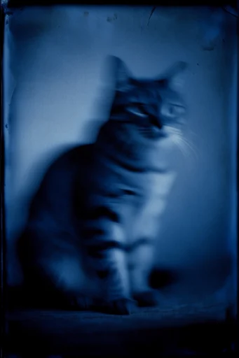 Spectral Indigo Cyanotype style reference image — chiaroscuro lighting