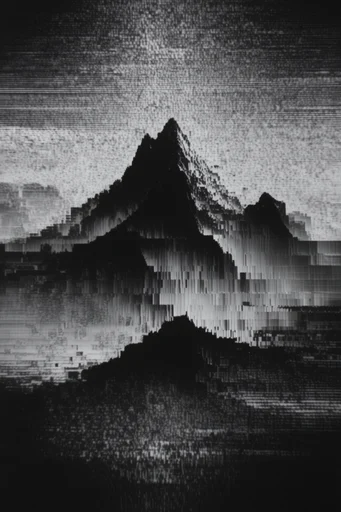 Monochrome Glitch Noir style reference image — monochrome glitch art