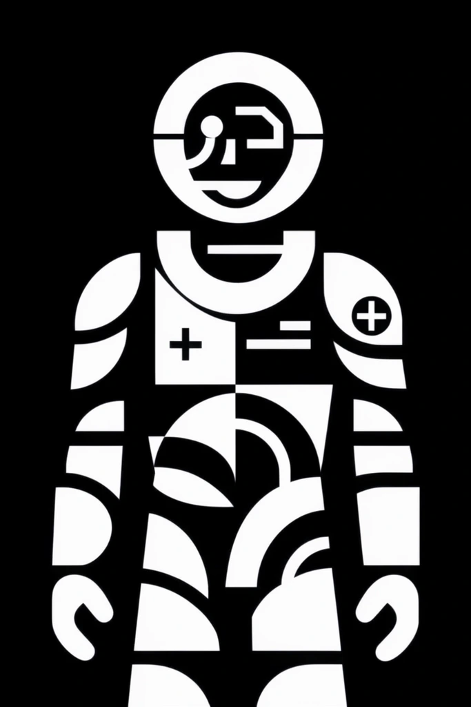 Monochrome Glitch Brutalism style AI image example 1