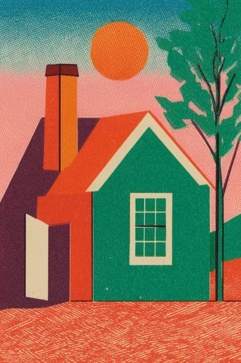 Retro Risograph Printmaker style AI image example 4