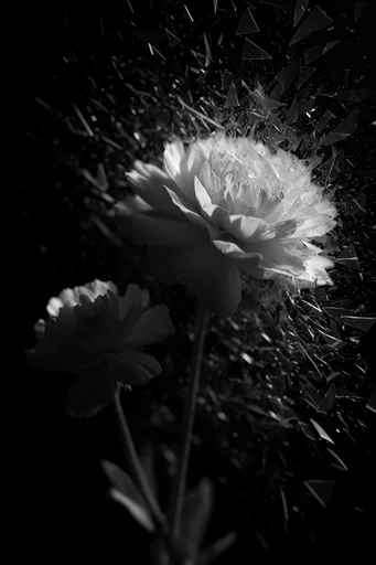 Monochrome Geometric Chiaroscuro style reference image — dramatic directional highlights