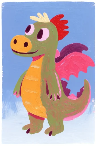 Tactile Naive Whimsy style reference image — bold primary colors