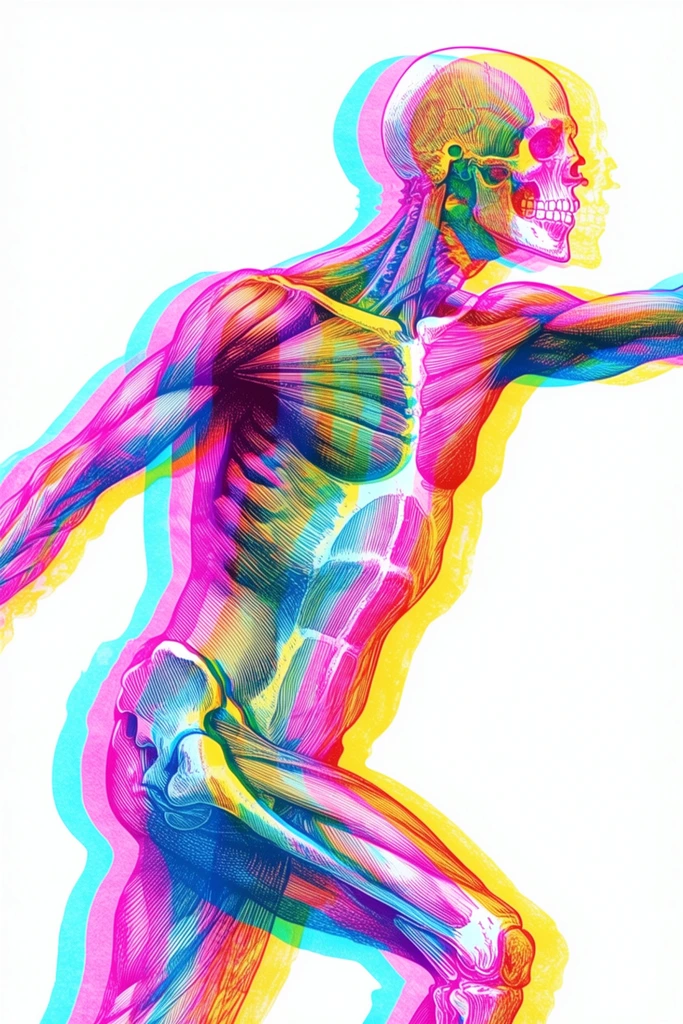 Neon Glitch Engraving style AI image example 1