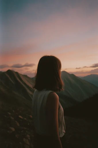 Nostalgic Twilight Dreamscape style reference image — vintage 35mm film grain