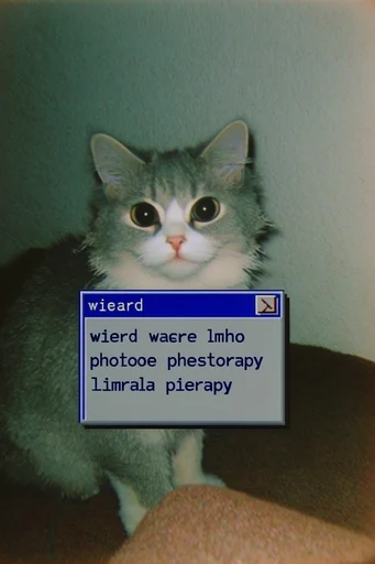 Surreal Liminal Glitchcore style reference image — retro computer UI