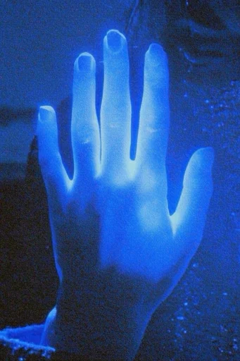Luminous Cyan Nocturne style reference image — heavy film grain