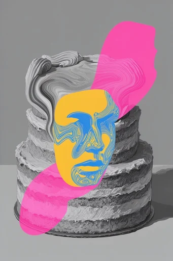 Chromatic Surrealist Portraits style reference image — vibrant neon and crimson accents