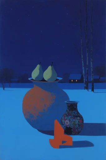 Luminous Fauvist Nocturnes style reference image — cobalt and orange contrast