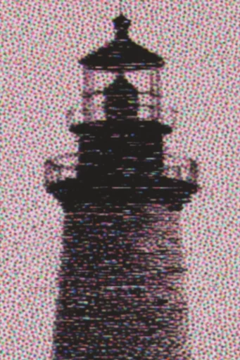 Chromatic Glitch Synthesis style reference image — halftone noise
