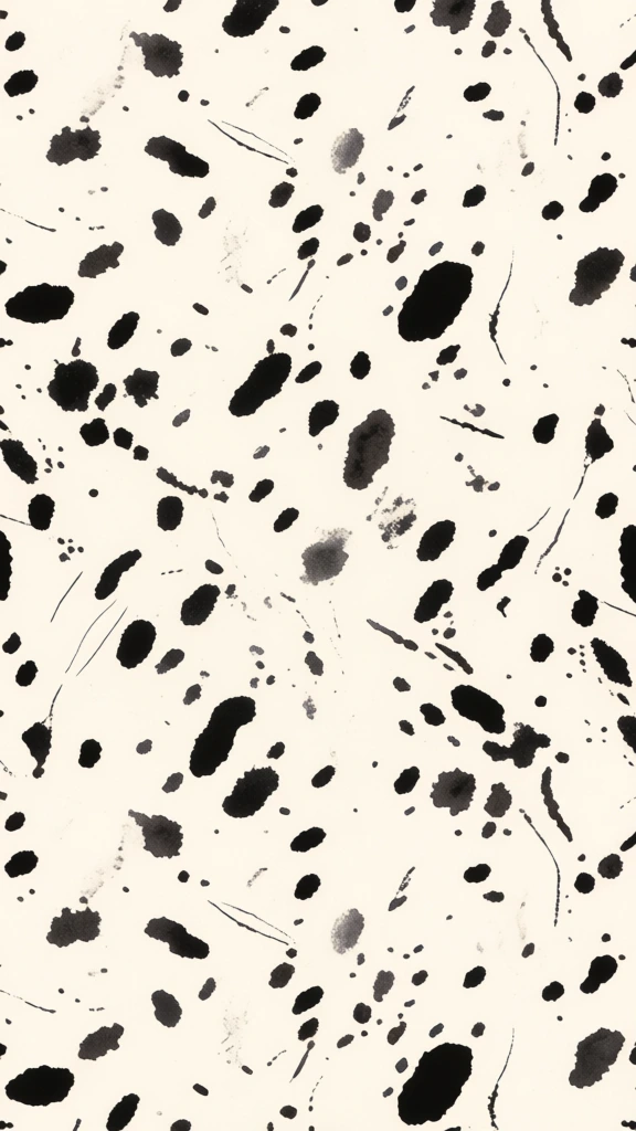 abstract black spotted pattern on cream, watercolor texture, modern playful vibe