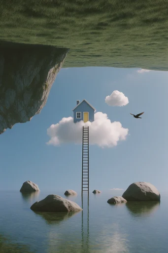 Minimalist Surrealist Dreamscapes style reference image — magical realism