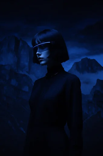 Cobalt Noir Minimalist style reference image — deep cobalt blue and black palette
