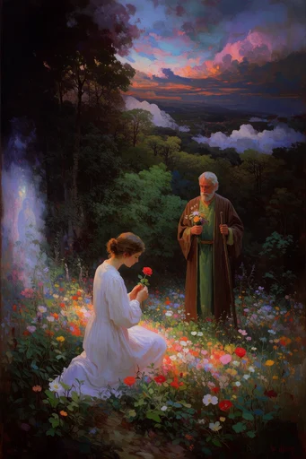 Luminous Mystical Narrative style reference image — vibrant mystical color palette