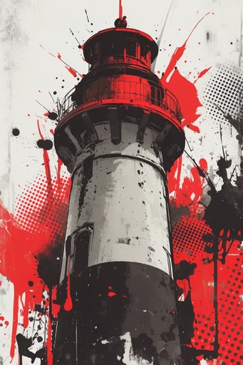 Gritty Crimson Noir style reference image — gritty ink splatters