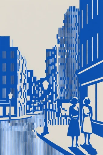 Cobalt Graphic Op-Print style reference image — cobalt blue and off-white