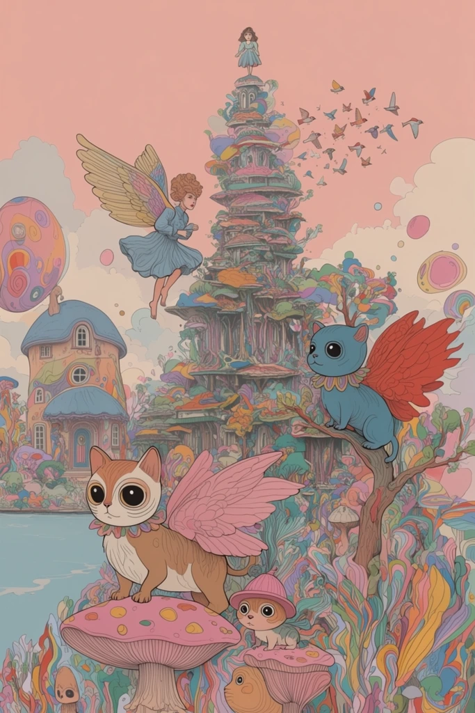 Whimsical Nostalgic Maximalism style AI image example 2