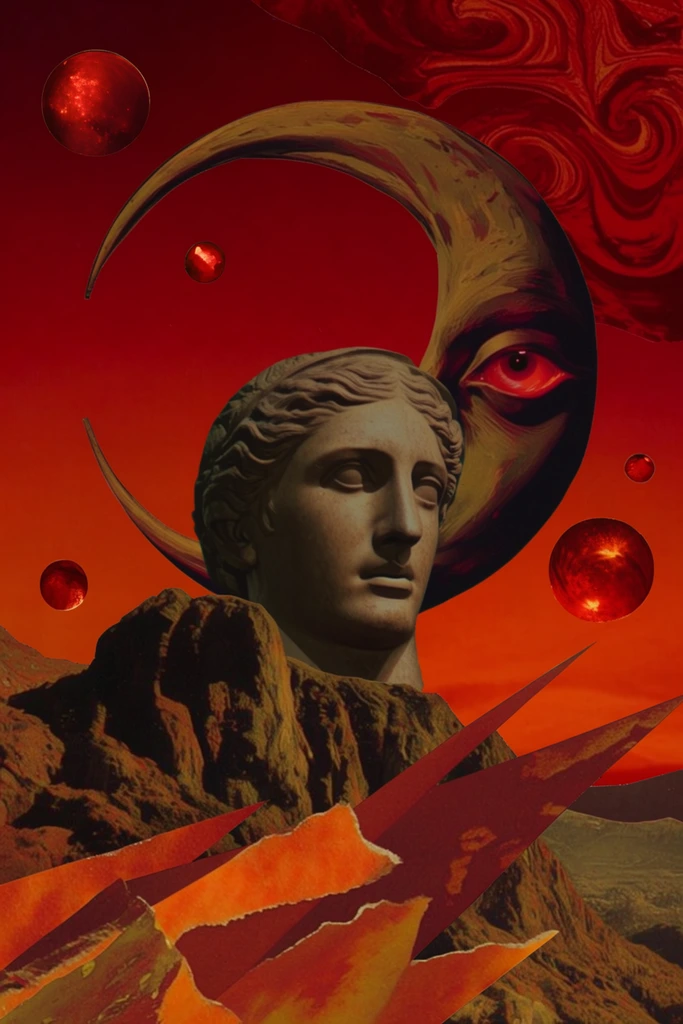 Surreal Retro-Futurist Collage style AI image example 2