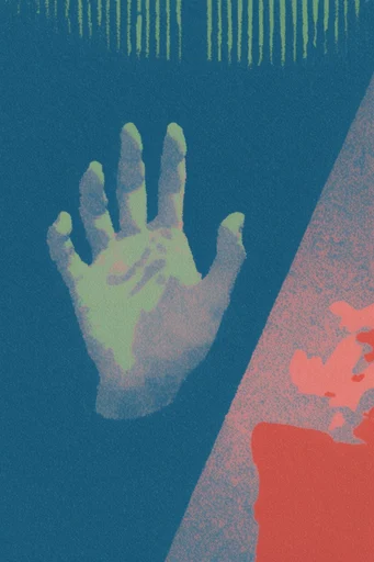 Nocturnal Risograph Mysticism style reference image — deep teal and coral palette