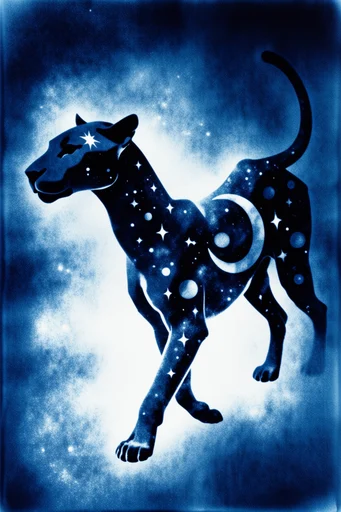 Ethereal Indigo Cyanotype style reference image — ethereal silhouette