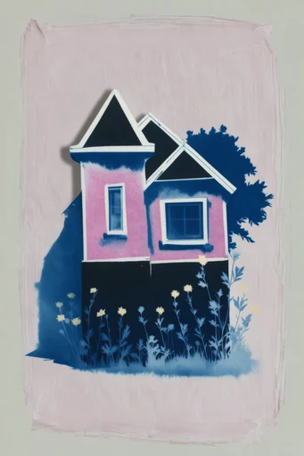 Ethereal Botanical Cyanotypes style AI image example 4