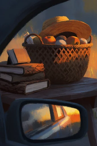 Nostalgic Golden Storybook style reference image — golden hour sunset